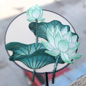 Lotus flowers  applique clothing decoration patch iron on   embroidered patch