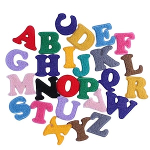 Parche de letras coloridas con alfabeto bordado, aplique para planchar, parches de letras con diamantes de imitación