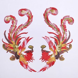 A pair  Peacock embroidered patch iron on patch fashion patch