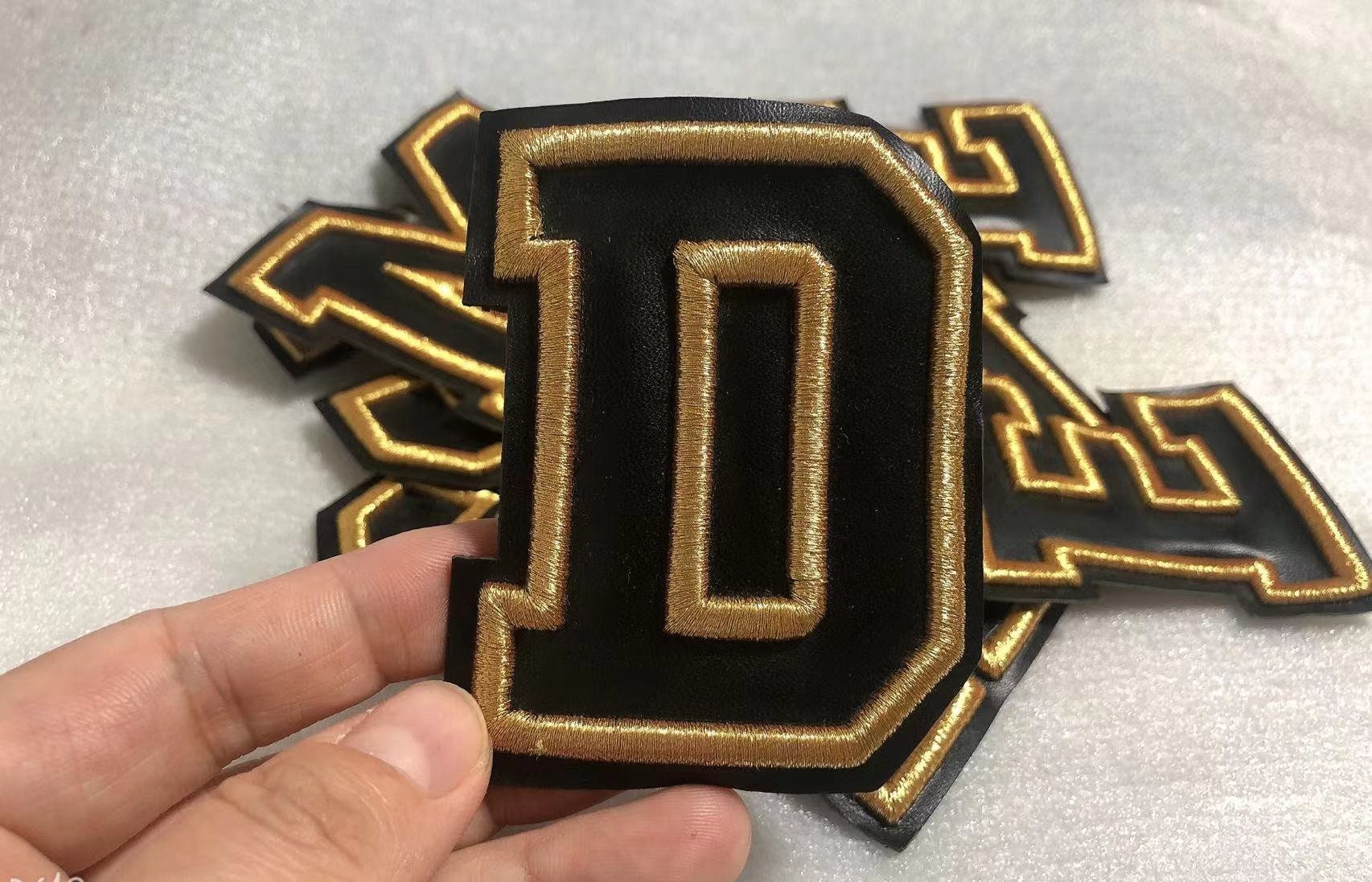 Gold Letters and Numbers Patch Alphabet Embroidered Applique Black