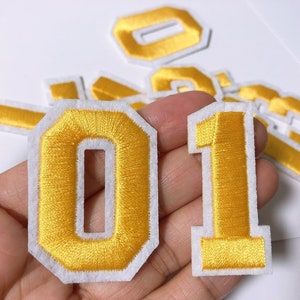 Golden numbers   embroidery Patch Embroidered Applique Colorful numbers iron on  Patches