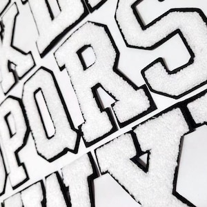 White chenille  Letters Patch Alphabet Embroidered Applique white Letters iron on Patches