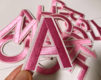 Pink Letters Patch Alphabet Embroidered Applique cloting decoration or jeans Letters iron on Patches