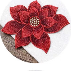 Lotus flower floral embroidered patch fashion Applique Patch