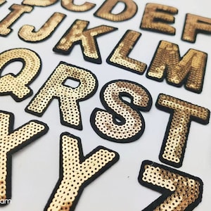 Gold sequins iron on Letters Or numbers Applique Patch,Iron On Name Letters Patch for T-Shirt or Coat,Decoration Embroidery iron on Patches