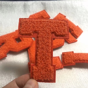 Orange sewn on chenille Letters Applique Patch design Name Letters Patch for T-Shirt or Coat or jeans Patches