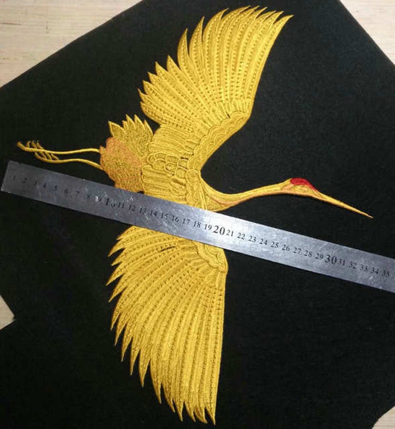 Crane patch embroidered applique clothing or jacket or coat decoration iron on patch image 5