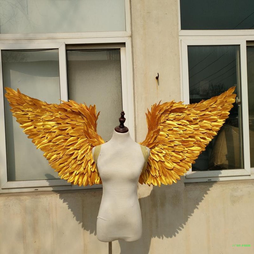 Custom Hand Painted Denim Jacket, Golden phoenix with chain wings