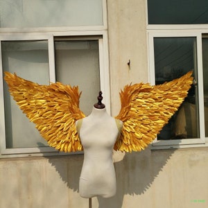 Feather gold Wings, Angel Feather Wings  White Feather Angel Wings for Outfits   Costume party