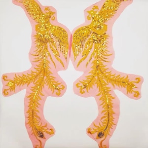 A pair sequins phoenix  embroidered patch clothing or Jeans decoration sew on patches