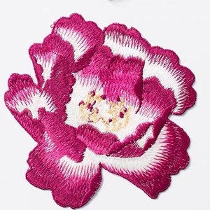 Floral peony flower embroidered patch applique sew on decoration patch
