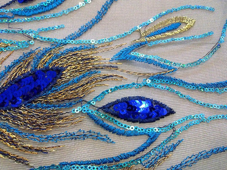 Phoenix feather sequins patch applique embroidered fabric Etsy