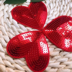 3 pcs Sweet red heart  sequins   fashion embroidered patch Jacket applique