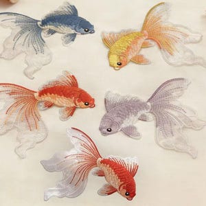 A pair fish  applique  sew on patch Jacket or pants  sewing on patches accessories