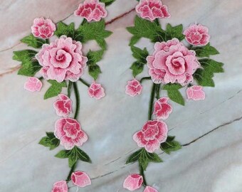 A pair of flowers  Embroidery bag or shoes or clothing Decorative Embroidery patches