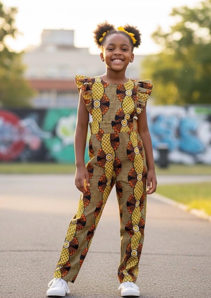Za'hirah Romper| Handmade Kids African Print Jumpsuit| Kids