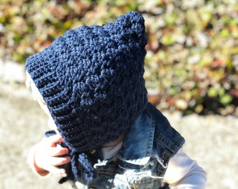 Crocheted baby bonnet, Bell bonnet, baby gift, bonnet, baby hat, shower gift, winter accessory, photo prop