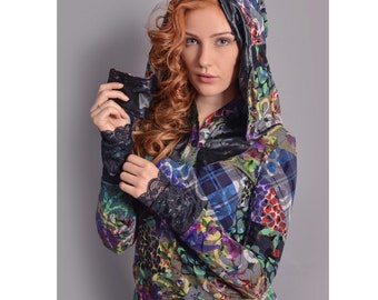 Kapuzenpullover "CANDIDA" Multicolor Stehkragen Pullover mit Kapuze Brand sKorpia-XtremFashion®  Winter i like the dress