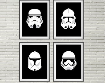 Four Star Wars - Stormtrooper - Darth Vader - Empire - Art Print - Wall Art