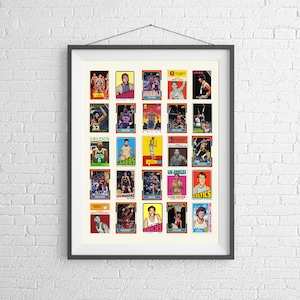 Pôster de cartão de basquete do Hall da Fama da NBA - Impressão artística - Coleção HOF
