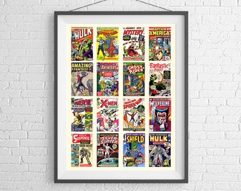 Marvel Comics Art Poster - Historical Collection of Comics - Art Print - Wall Art