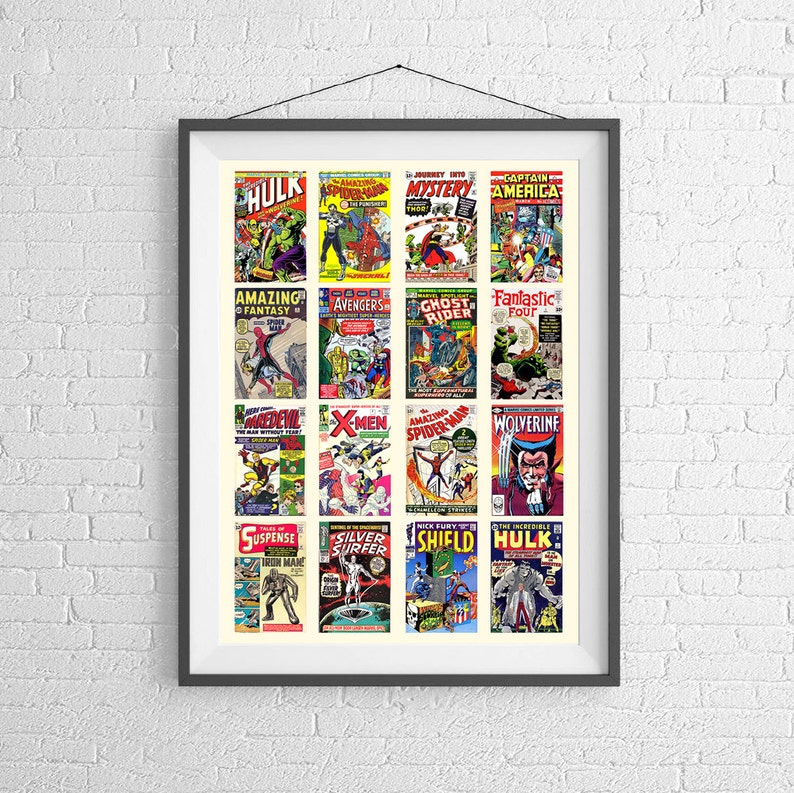 Marvel Comics Art Poster Historical Collection of Comics Etsy