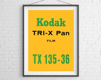 Kodak Tri-X Pan - Vintage Film Box - 35mm Film - Ilford Agfa - Art Print Poster