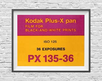 Kodak Plus-X Pan 135 - Vintage Film Box - 35mm Film - Ilford Agfa - Art Print Poster