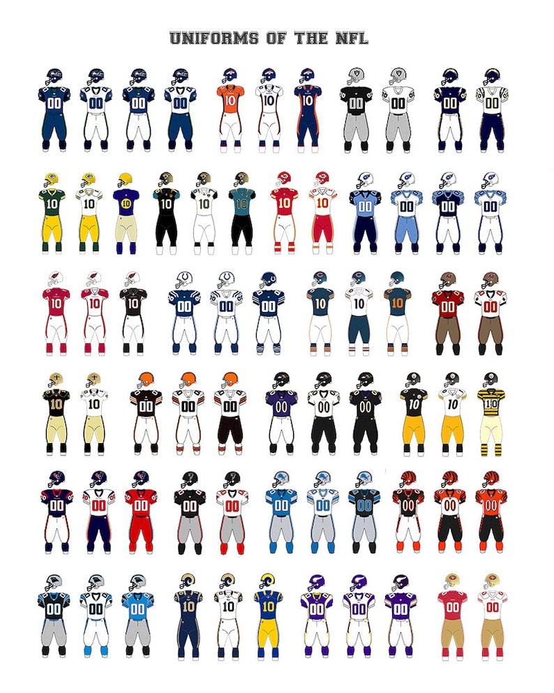 History of the Football Uniforms Jerseys All Teams Etsy