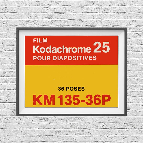 Kodak Kodachrome 25 - Französisch - Jahrgang Film Box - 35mm-Film - Ilford Agfa - Kunstdruck/Poster