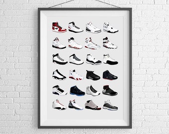 Nike Air Jordans - Jordan Poster - Nike Poster - Michael Jordan Poster - Jordan Wall Art - Shoe Art - Nike Jordan Poster - Nike Sneakers -