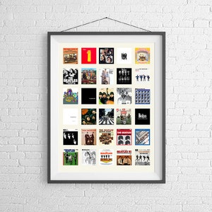 Collection of Beatles Record Albums - Beatlemania - Poster Art - Rock Music - Print