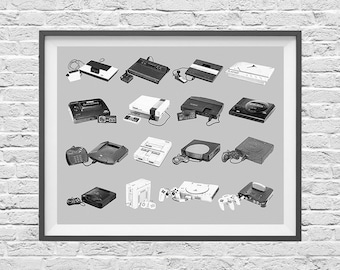 History of the Video Game Poster - Video Game Art - Video Game Poster - Gamer Art - Nintendo Poster - Sega Poster - Atari Poster - N64