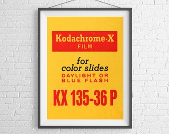 Kodak Kodachrome-X - Vintage Film Box - 35mm Film - Ilford Agfa - Art Print Poster