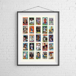 Póster de la tarjeta de fútbol americano del Salón de la Fama de la NFL - Impresión de arte - Colección HOF