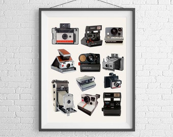 Polaroid Poster - History of the Polaroid Camera - Photography Poster - Camera Poster - Old Camera Art