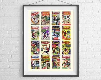 Spider Man - Marvel Comics Art Poster - Historical Collection of Comics - Art Print - Wall Art - Poster