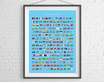 Flags of the United Nations Poster - UN Art Print - World Wall Art