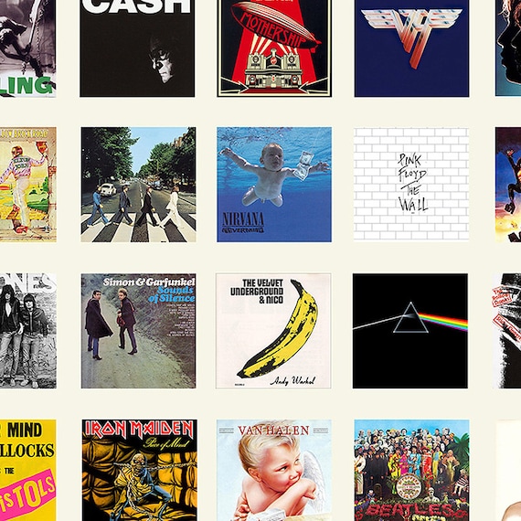 Collection of Famous Record Albums - Poster Art - Rock Music