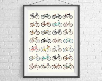 Bicycle Poster - Vintage Bicycles - Road Bikes & Cruisers - Bike Poster - Bike Art - Bicycle Print - Schwinn - Wall Art