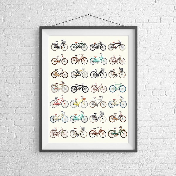 Bicycle Poster - Vintage Bicycles - Road Bikes & Cruisers - Bike Poster - Bike Art - Bicycle Print - Schwinn - Wall Art