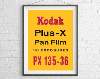 Kodak Plus-X - Vintage Film Box - 35mm Film - Ilford Agfa - Art Print Poster