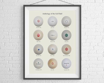 Anthology of the Golf Ball - Classic Golf Ball Illustration - Golf Balls of All Eras - Art Print