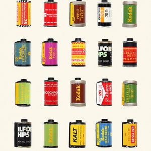 Vintage Film Canisters 35mm Film Kodak Kodachrome Canister Ilford Agfa Art Print Poster image 3