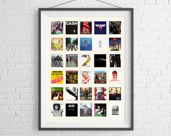Collection of Famous Record Albums - Poster Art - Rock Music - Print