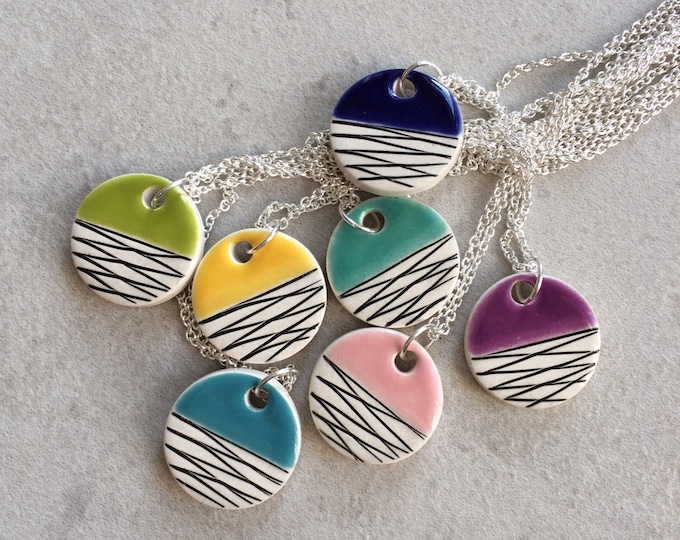 Multicolor - Quirklets Handpainted Clay Pendant Necklace 09 main image 1