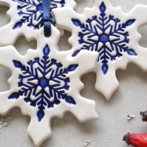 Ceramic Christmas Ornaments Blue Etsy