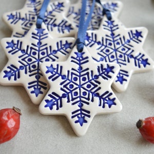 White ceramic Christmas decorations, star ornament, star gift tags, housewarming gift, Set of 5 image 2