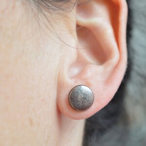 Copper gold ceramic stud earrings, small everyday circle ear studs, handmade jewellery gift for her image 4