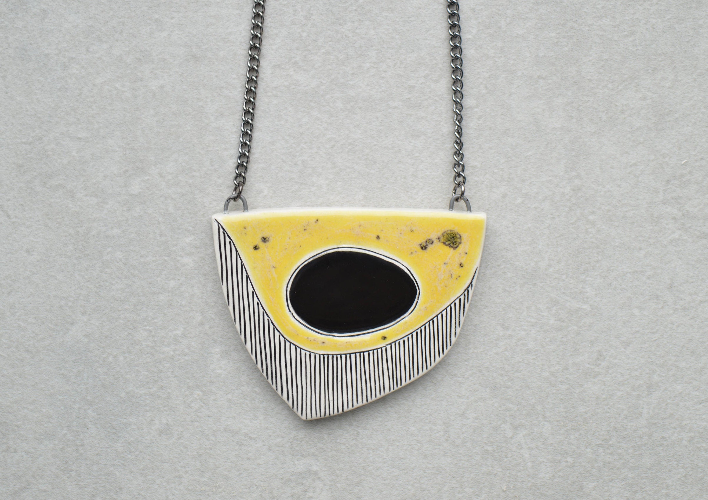 Ceramic necklace, statement jewelry, geometric necklace, hand-painted contemporary jewelry for women, gift for her